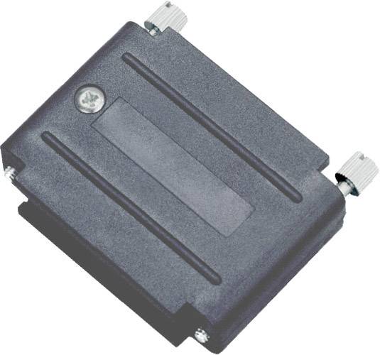 Un dispositif rectangulaire noir et gris avec deux connexions à vis sur les côtés. Il ressemble à un composant électronique.