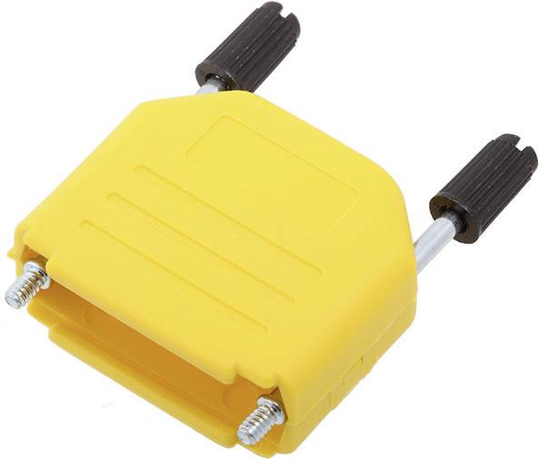 Appareil de ponçage en plastique jaune avec deux vis et poignées noires, utilisé pour affûter les lames d'outils.