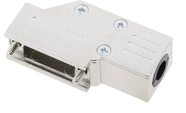 Protection de boîtier métallique pour une fiche électrique, fixée au moyen de deux vis.