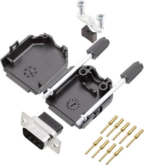 Kit embase SUB-D mâle mâle 9 pôles encitech DPPK09-BK-DBCP-K 6355-0078-01 180 ° à sertir 1 pc(s)
