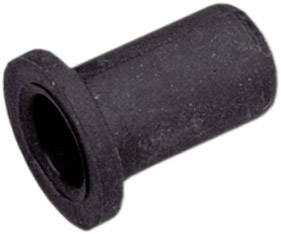 Tampon en caoutchouc noir en forme de cylindre avec une base large. Utilisé pour l'amortissement dans des applications mécaniques.