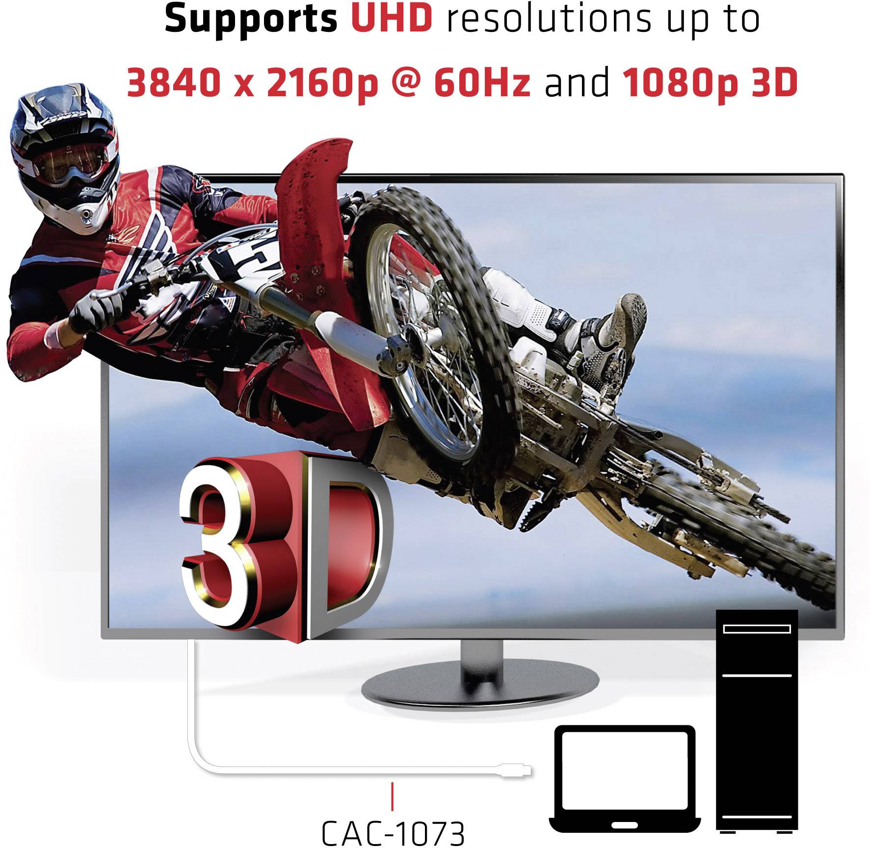club3D DisplayPort / HDMI Câble adaptateur Fiche mâle DisplayPort, Fiche mâle HDMI-A 3.00 m blanc CAC-1073 Câble DisplayPort