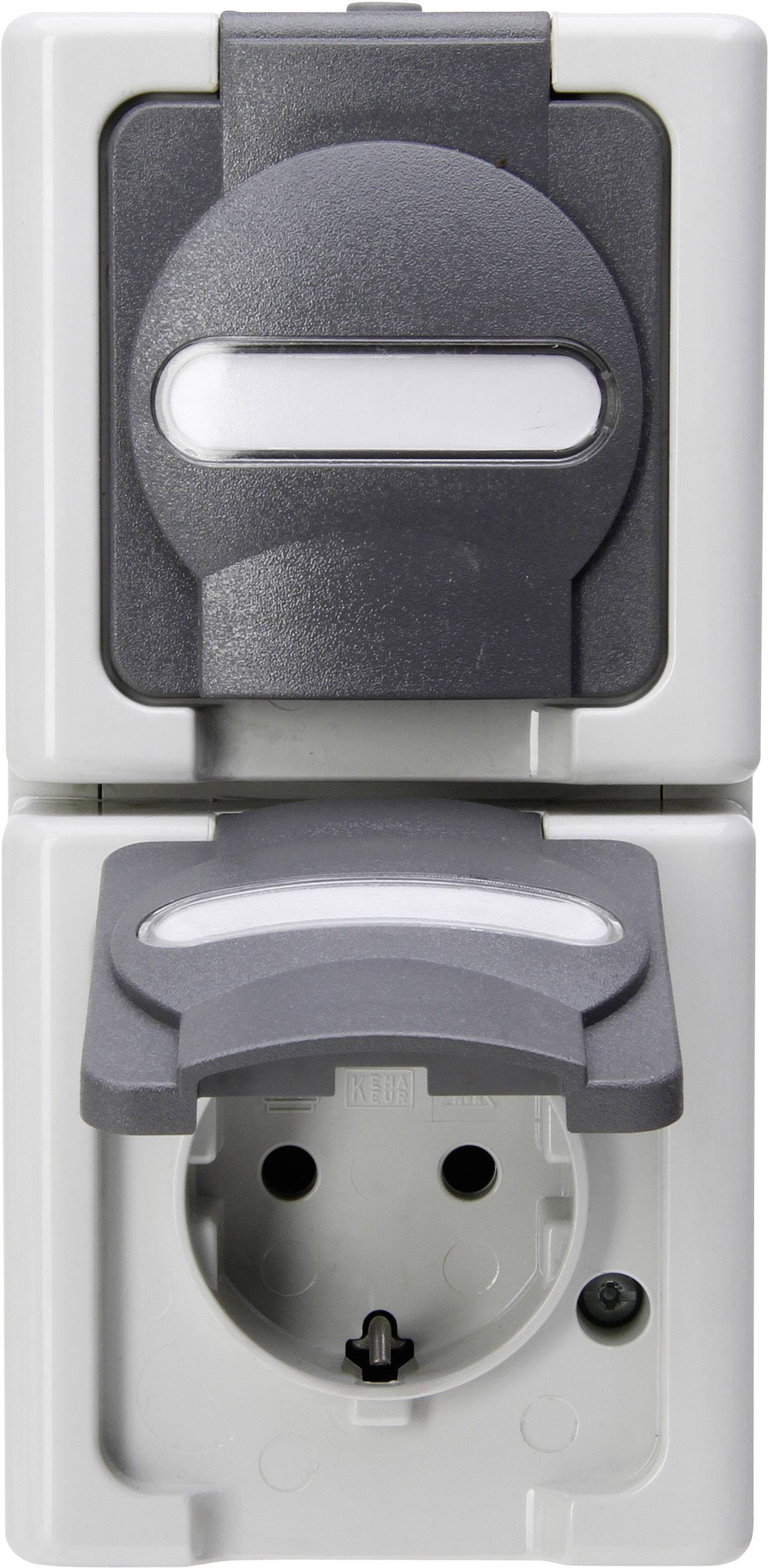 Prise 2P+T avec clapet Kopp 131456008 BlueElectric gris