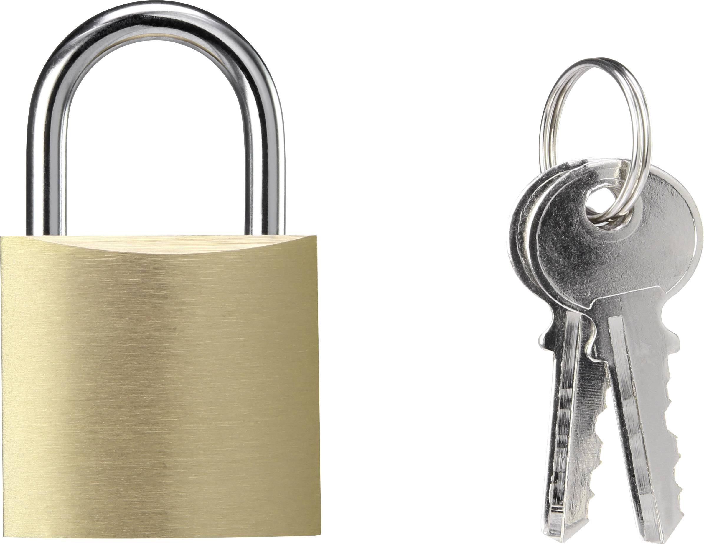 Un cadenas en métal à côté de deux clés sur un anneau à clés.