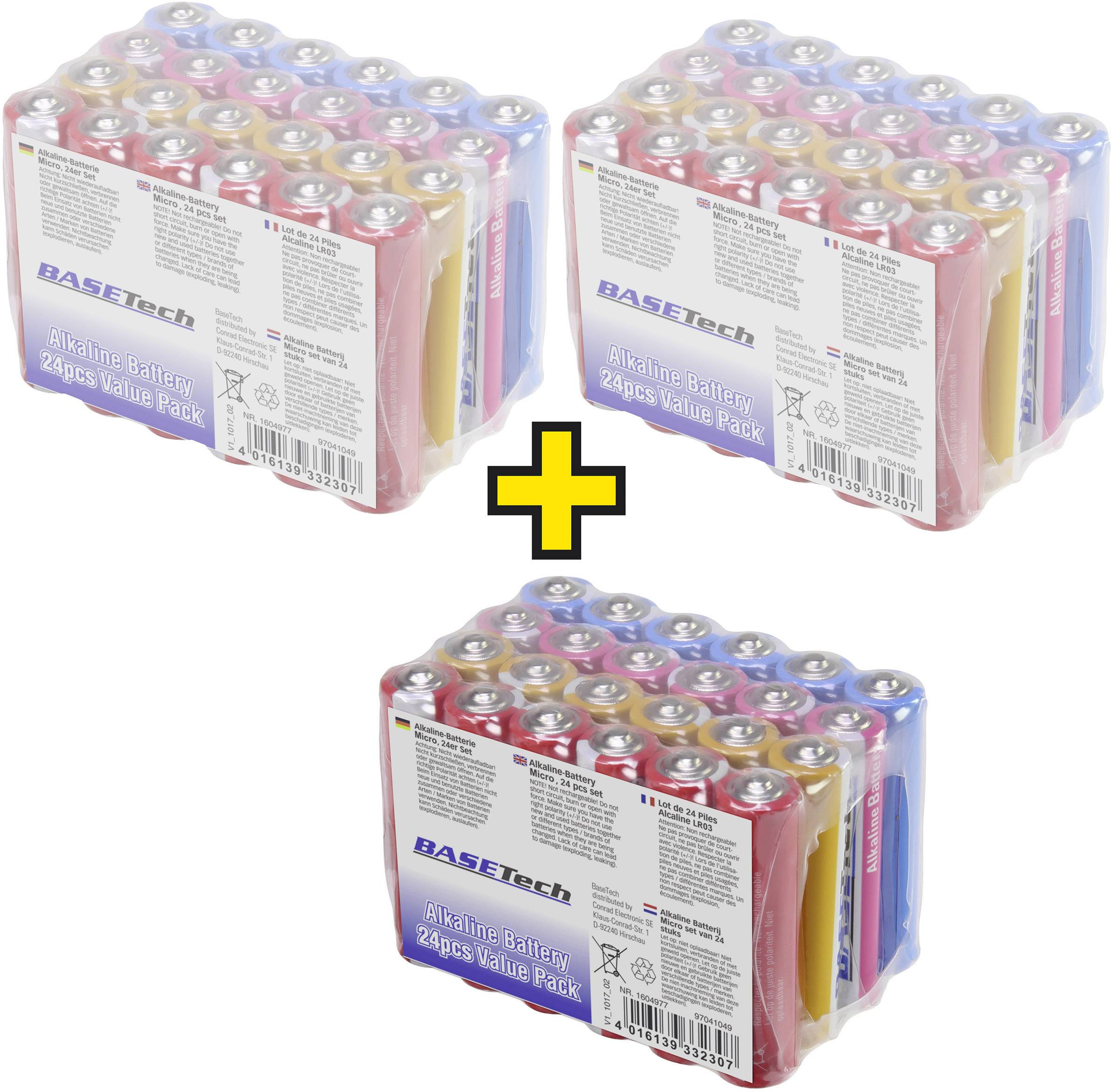 Basetech Pile LR3 (AAA) alcaline(s) 1170 mAh 1.5 V 72 pc(s)