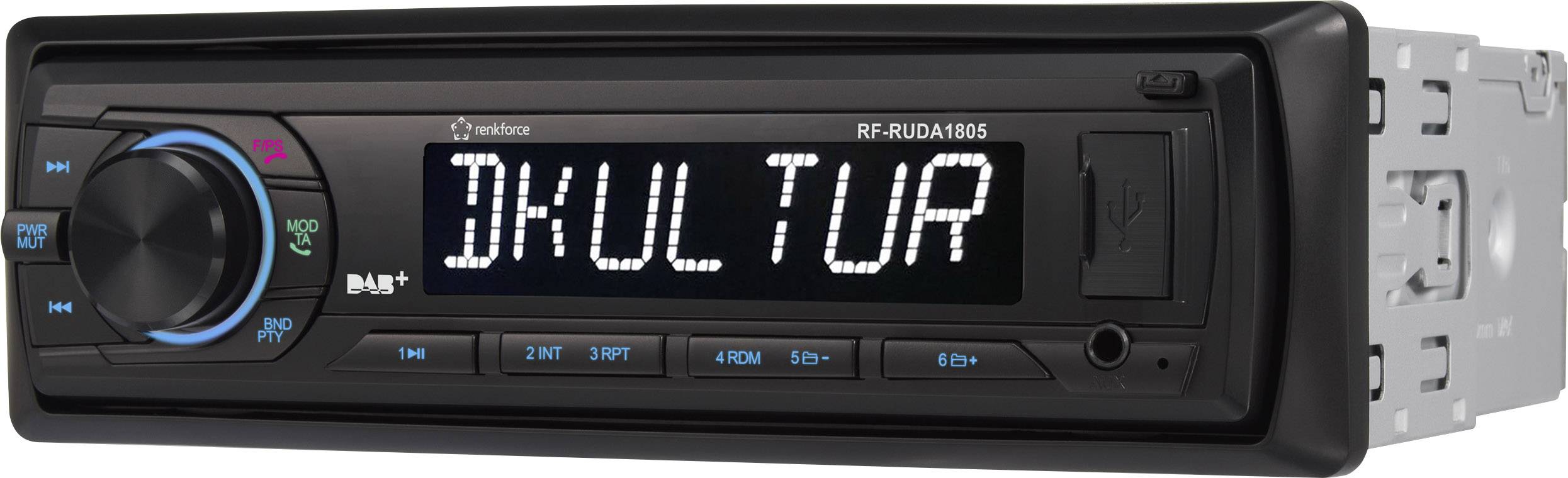 Renkforce RUDAB-1805 Autoradio tuner DAB+, avec antenne DAB, kit mains libres bluetooth
