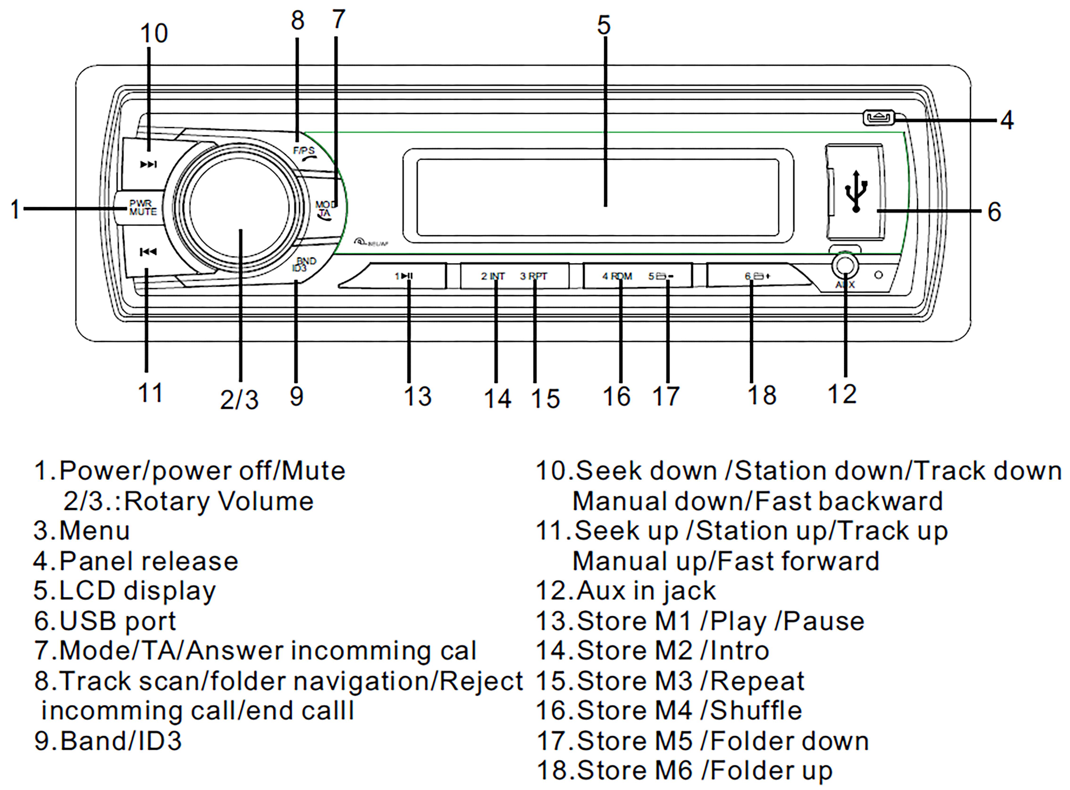 Renkforce RUDAB-1805 Autoradio tuner DAB+, avec antenne DAB, kit mains libres bluetooth