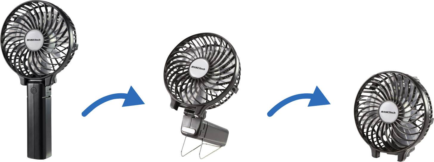 Ventilateur à main Basetech BT-1626085 noir