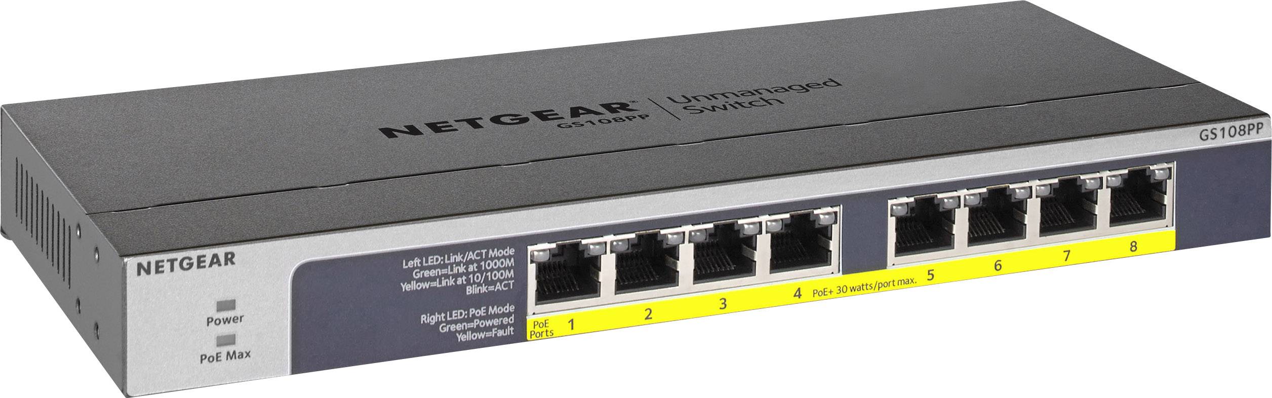Switch réseau NETGEAR GS108PP 8 ports fonction PoE