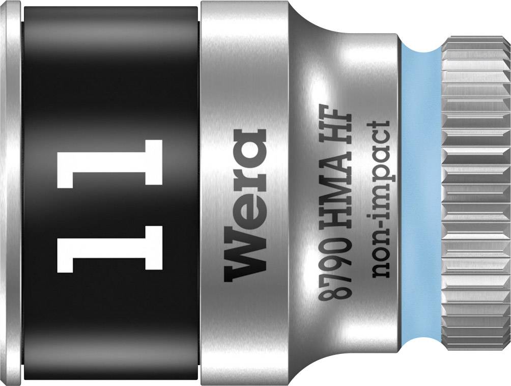 Un embout de clé à douille de la marque Wera, taille 11, modèle 8790 HMA HF, adapté pour une utilisation sans outil de percussion.