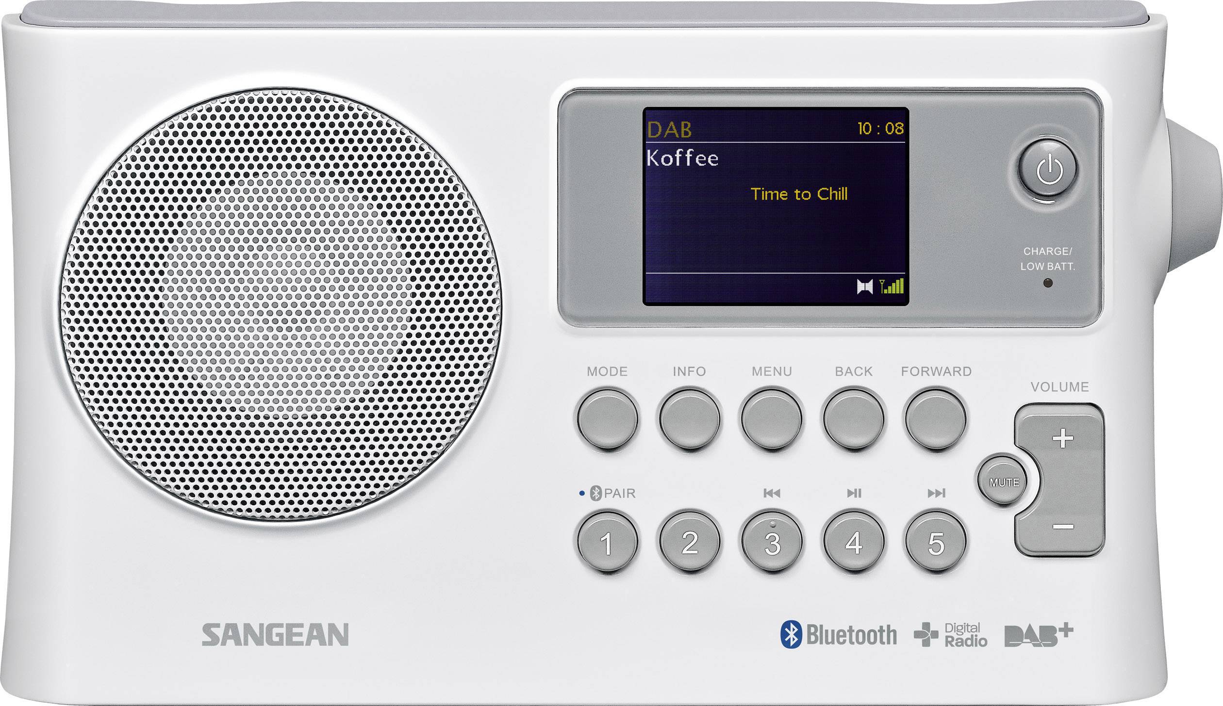 Sangean BTR-160 Kofferradio DAB+, UKW Bluetooth®, USB Weiß