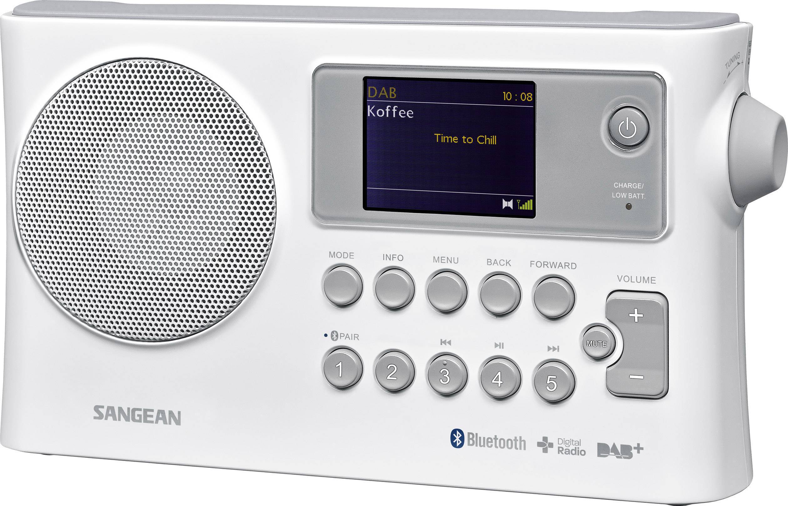 Sangean BTR-160 Kofferradio DAB+, UKW Bluetooth®, USB Weiß