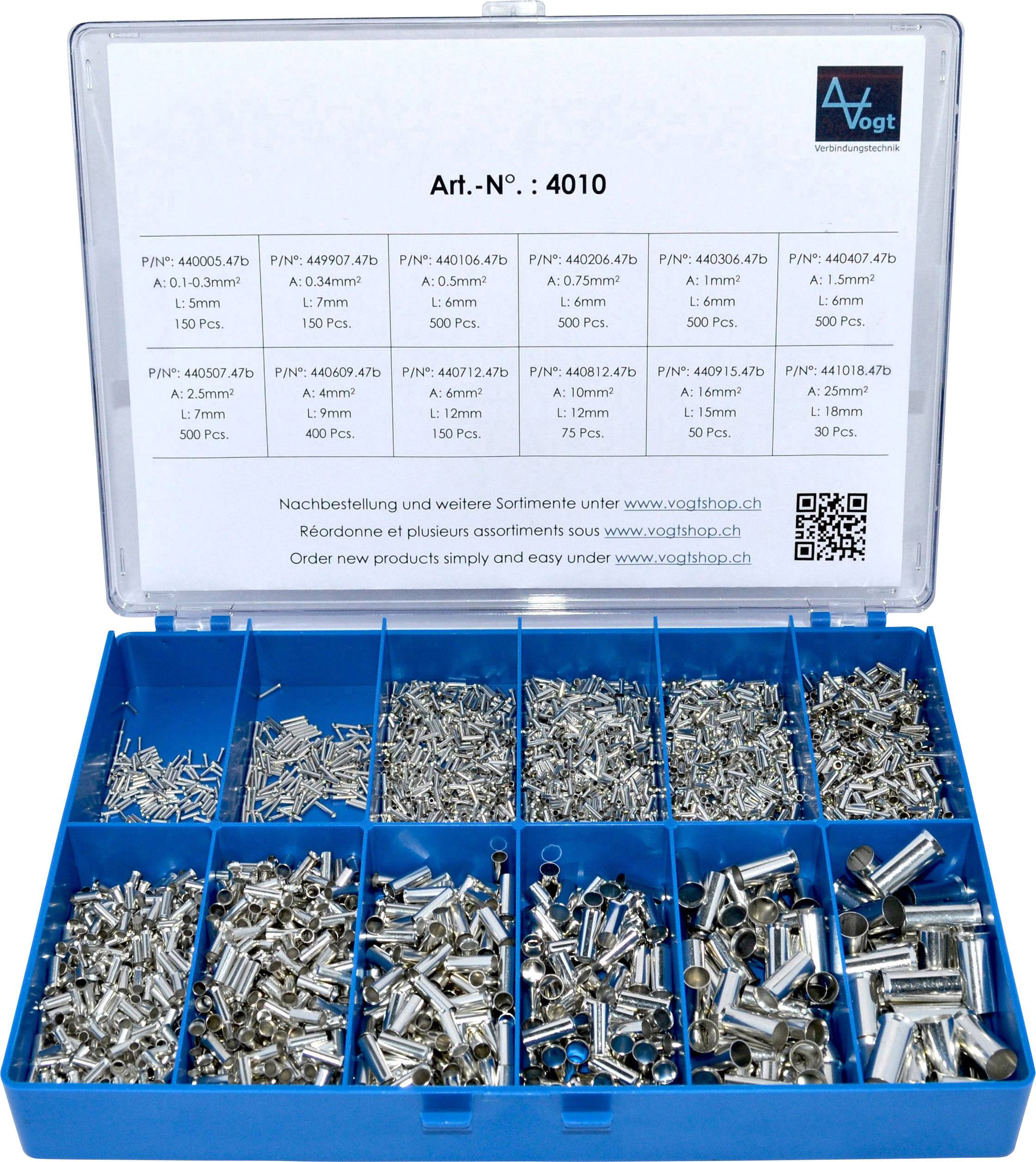 Vogt Verbindungstechnik 4010 Assortiment d'embouts simples non isolé argent 3405 pc(s)