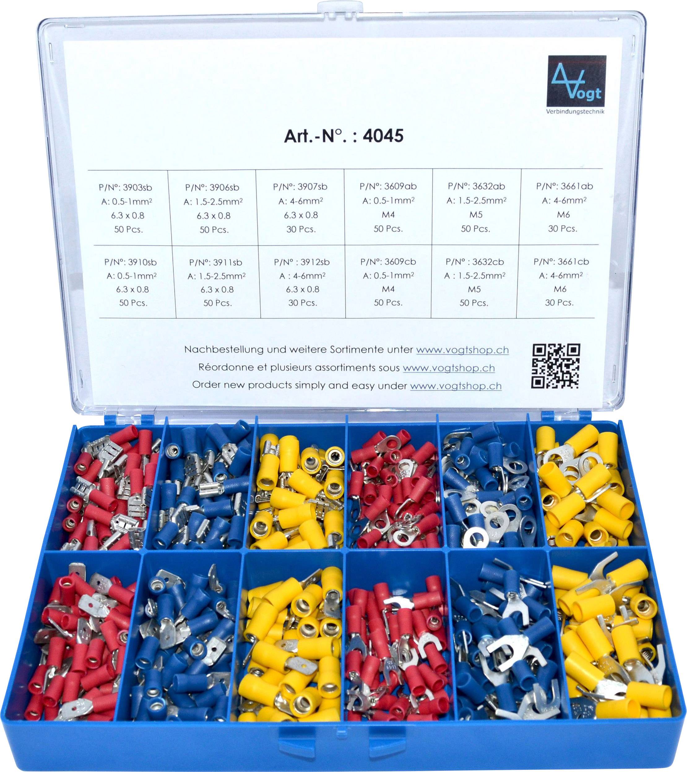 Vogt Verbindungstechnik 4045 Assortiment de cosses à sertir 0.50 mm² 6 mm² rouge, bleu, jaune 520 pc(s)