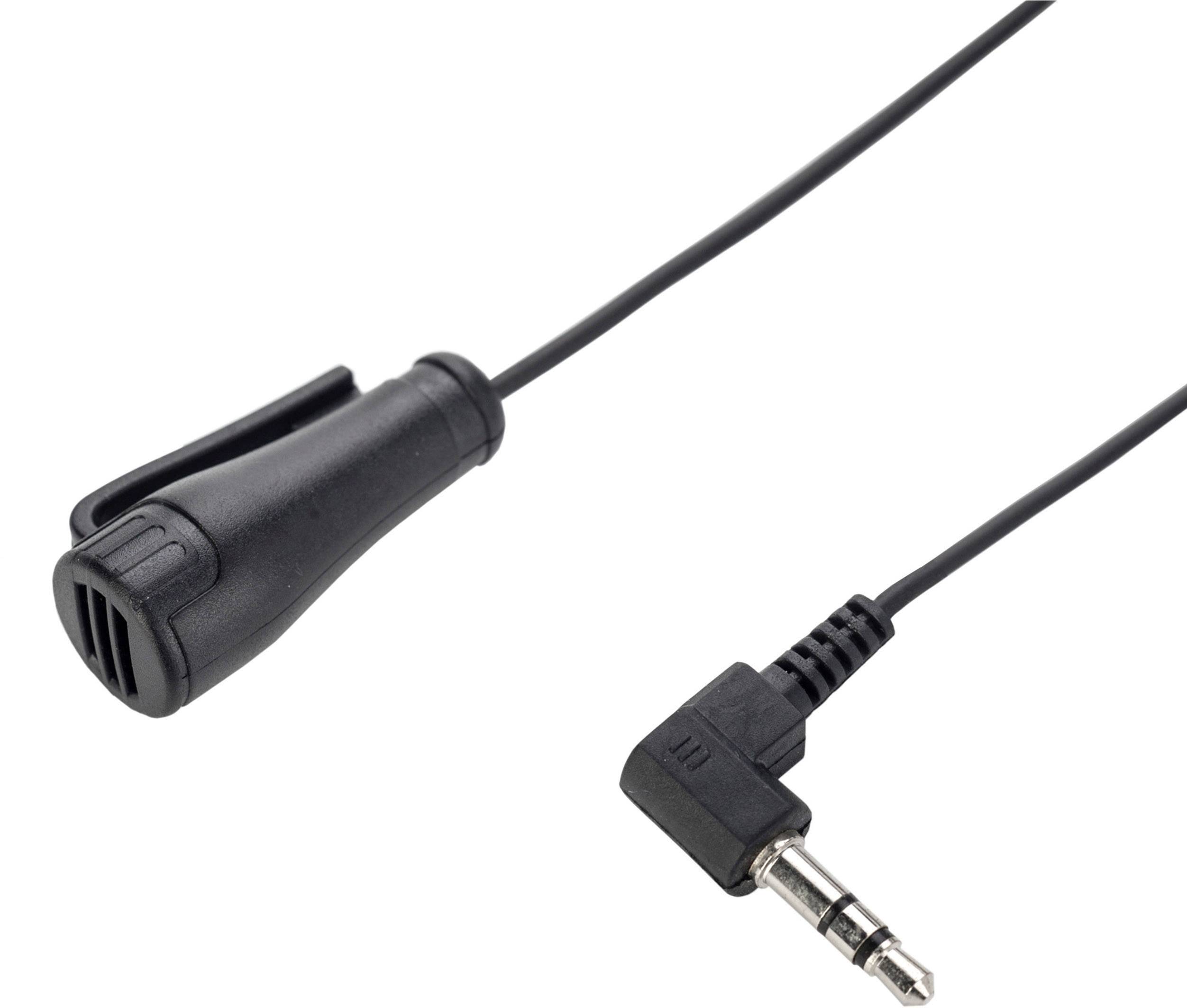 Un câble audio noir avec une fiche jack de 3,5 mm à droite et un connecteur rectangulaire à gauche.