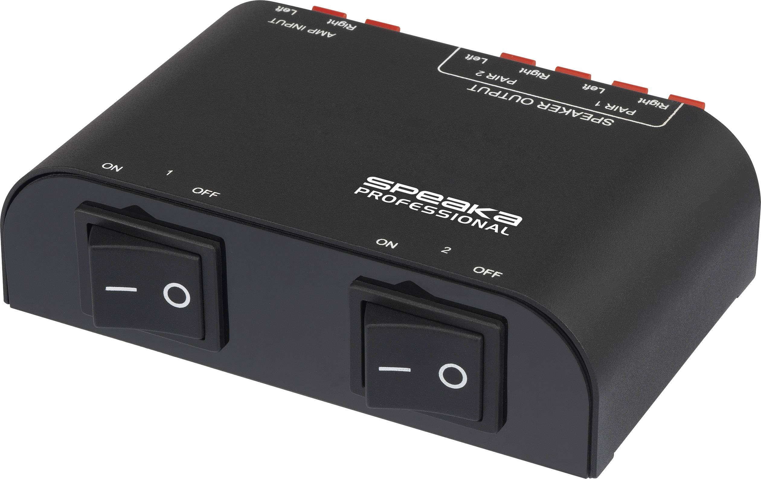 SpeaKa Professional 2 ports Commutateur pour haut-parleur borne de connexion boîtier métallique noir
