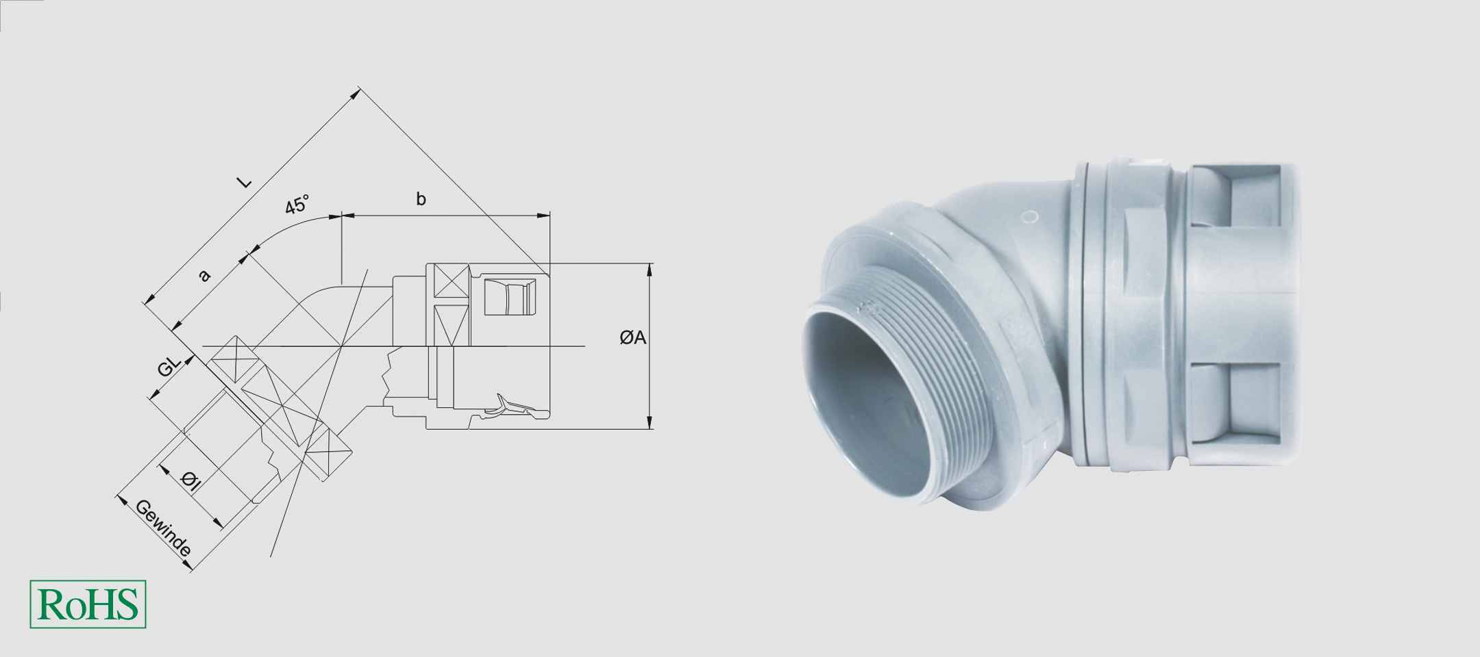 Helukabel 920199 HSSV 45° M Raccord de tuyau gris M50 45° 1 pc(s)