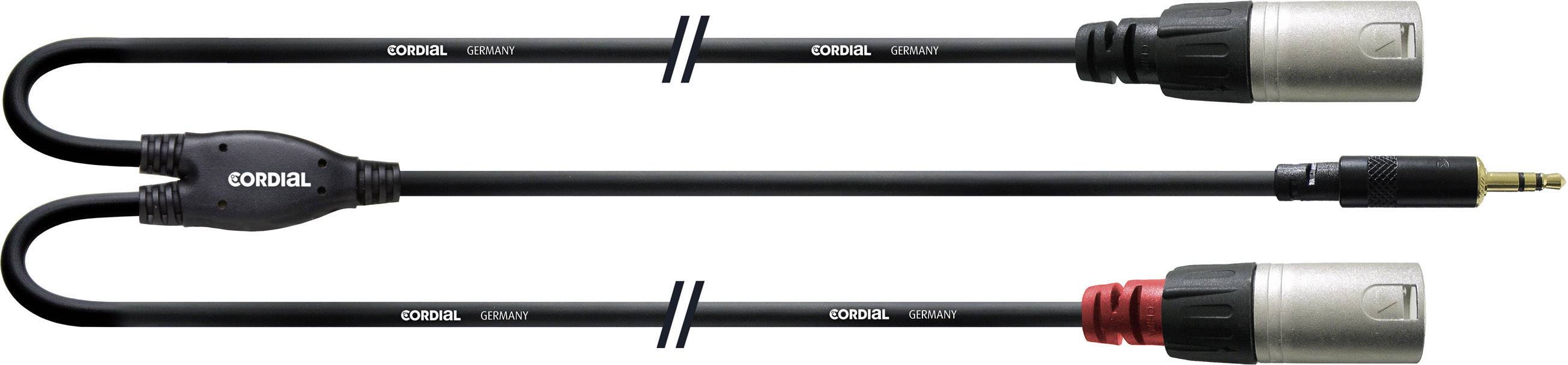 Câble adaptateur audio [1x Jack mâle 3.5 mm - 2x XLR mâle] Cordial CFY 3 WMM-LONG noir 3.00 m