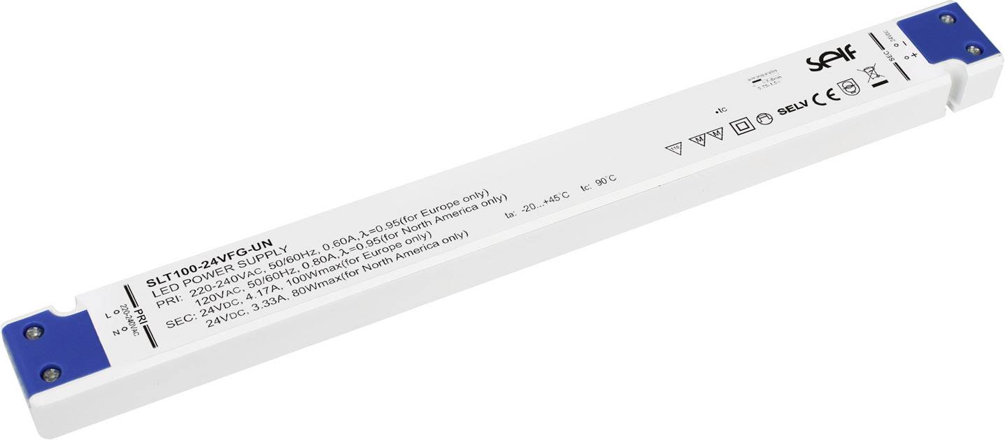 Self Electronics SLT100-24VFG-UN Driver de LED à tension constante 100 W 0 - 4.17 A 24.0 V/DC homologué pour les meubles, non