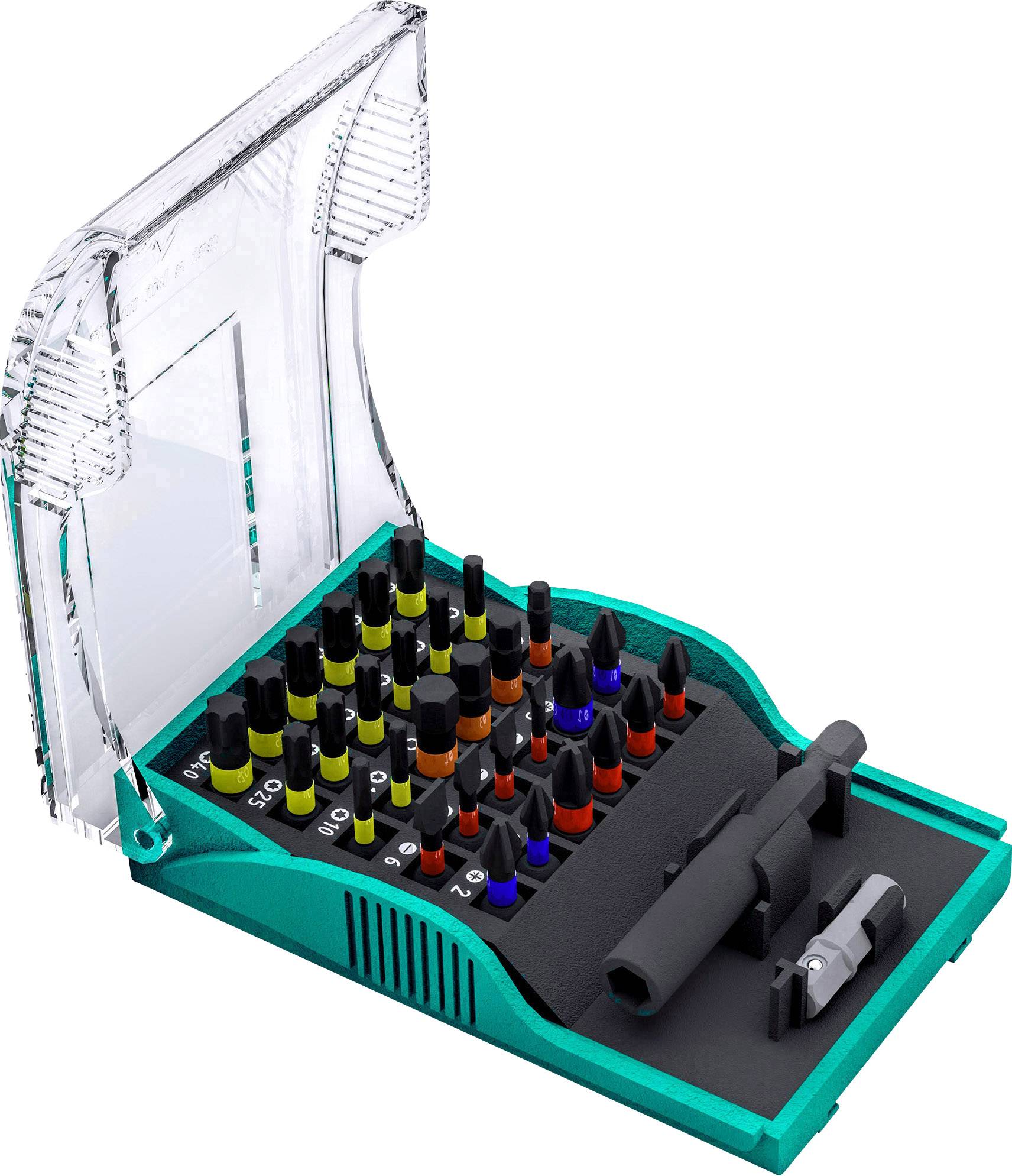 Heller 29347 1 Jeu d'embouts 32 pièces cruciforme Phillips, vis Pozidriv, vis à fente, 6 pans intérieurs (TX), 6 pans intérieurs