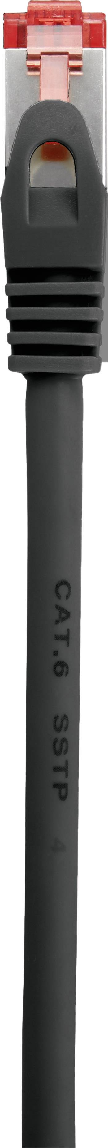 Câble réseau noir avec clip de verrouillage rouge, adapté pour les connexions STP CAT6.