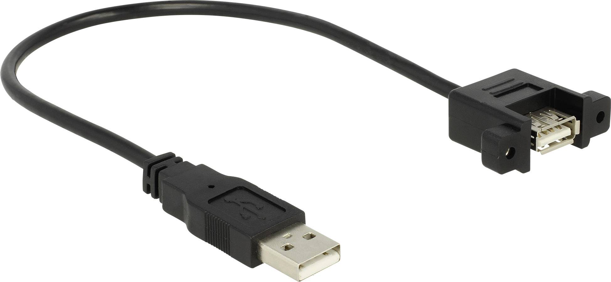 Câble d'extension USB avec connecteurs mâle et femelle, câble noir, adapté pour prolonger la portée USB.