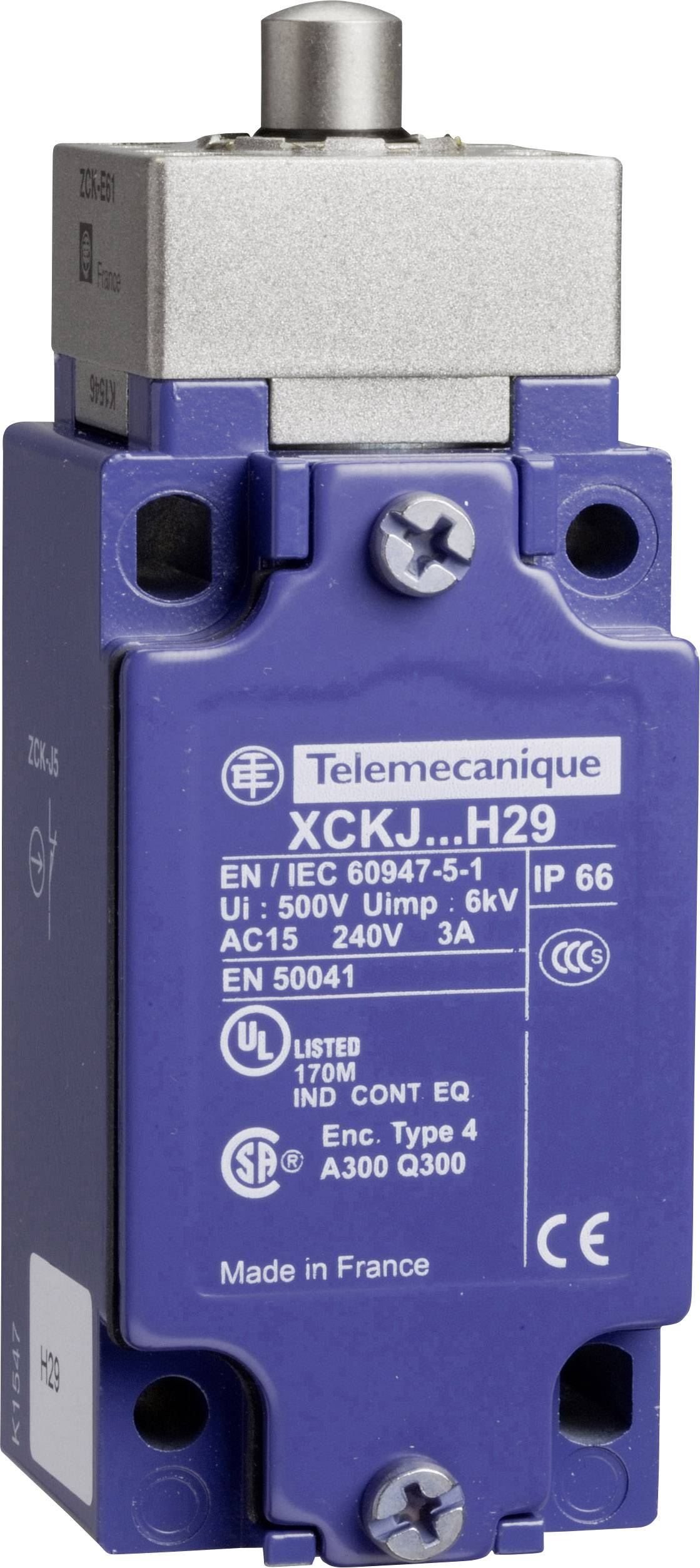 Telemecanique XCKJ161H29 XCKJ161H29 Interrupteur de fin de course poussoir à rappel IP67 1 pc(s)