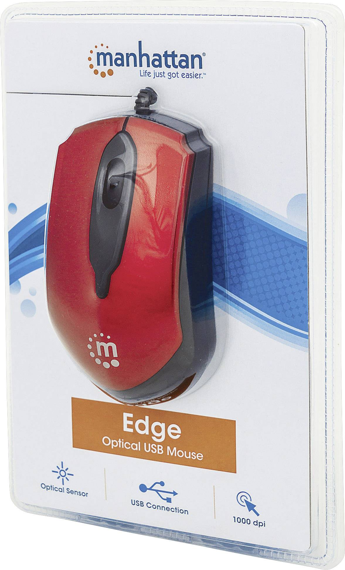 Manhattan Edge USB Maus Optisch Rot