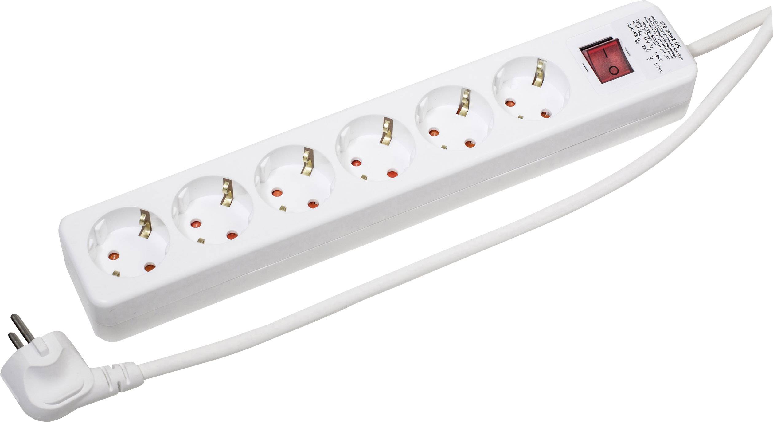 Bloc multiprise avec interrupteur Gebro 106148 x6 blanc contact de protection 1 pc(s)