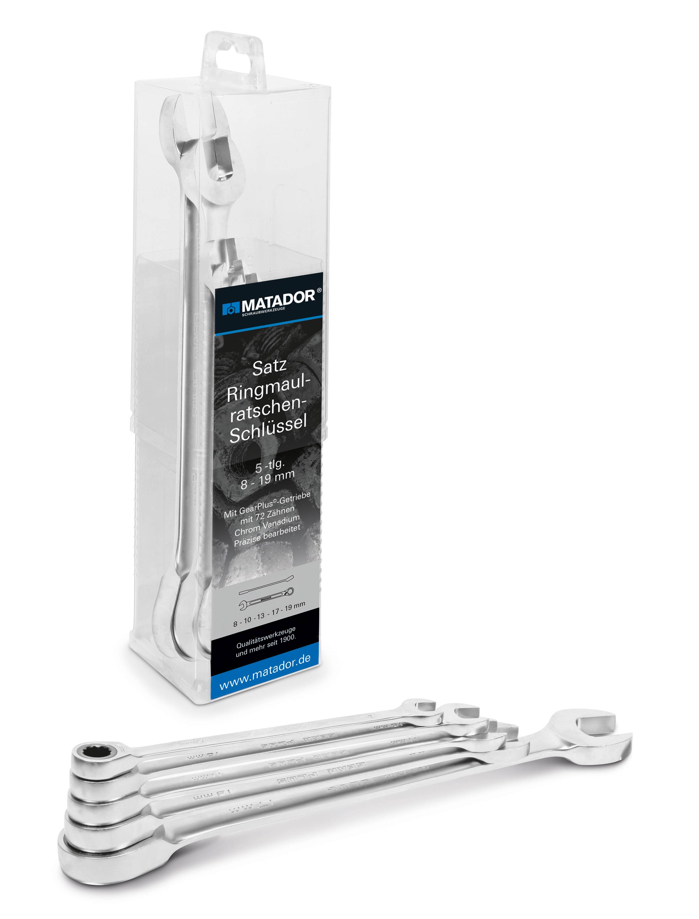 Matador Schraubwerkzeuge 01839050 Jeu de clés mixtes à cliquet 5 pièces Ouverture de clé (métrique) 8 - 19 mm