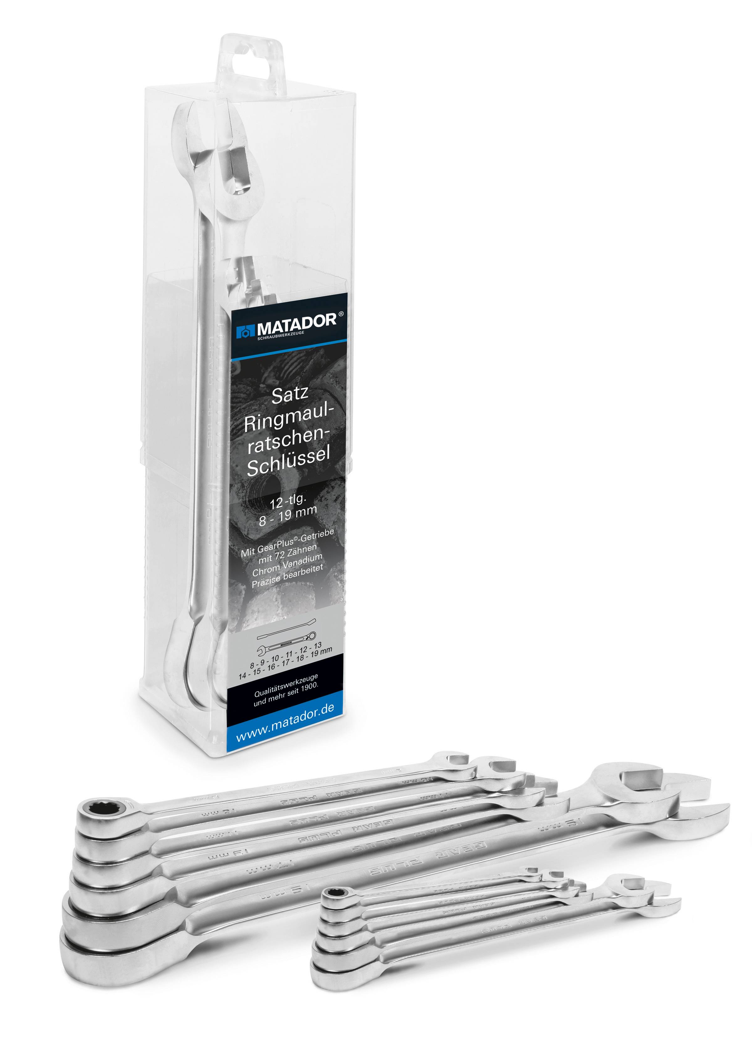 Matador Schraubwerkzeuge 01839120 Jeu de clés mixtes à cliquet 12 pièces Ouverture de clé (métrique) 8 - 19 mm