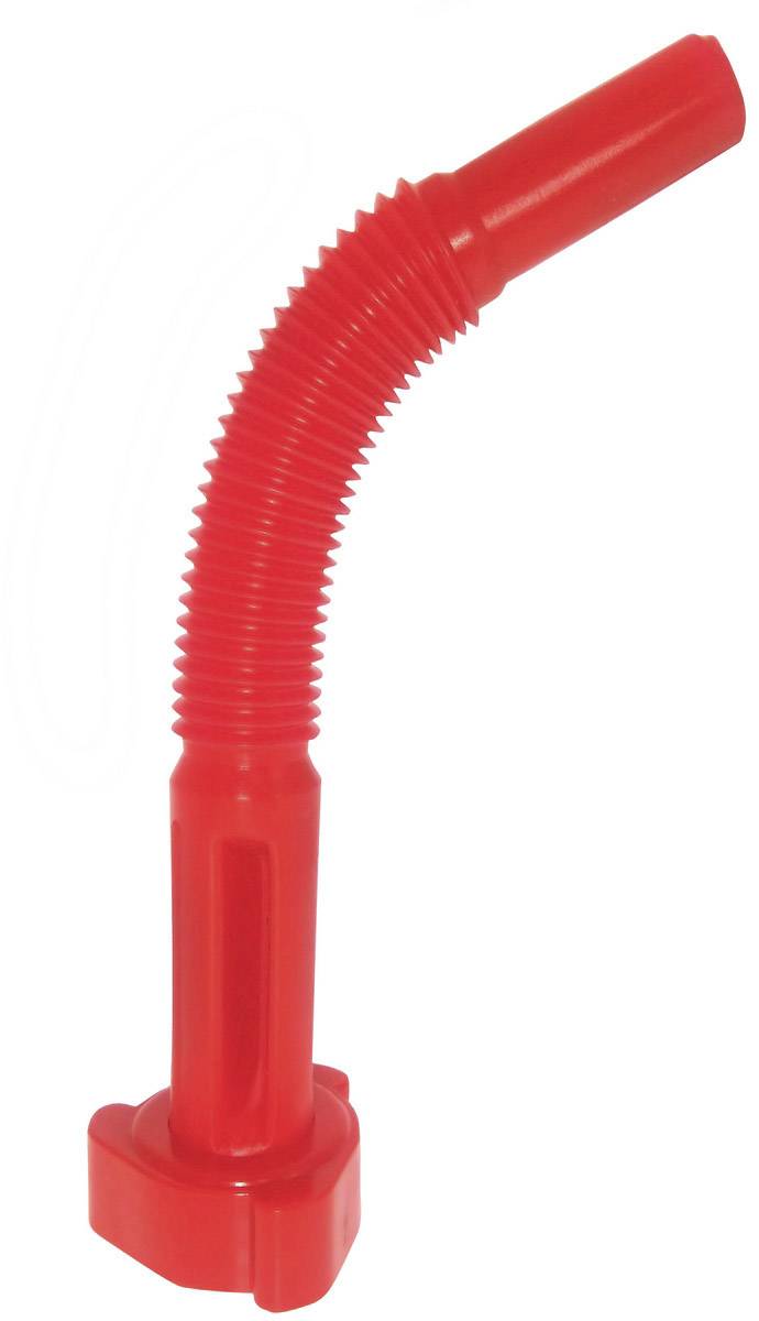 Conduit en plastique flexible rouge, semblable à un tuyau d'aspiration ou à un adaptateur de tuyau, avec une partie médiane nervurée et flexible et des extrémités rigides.