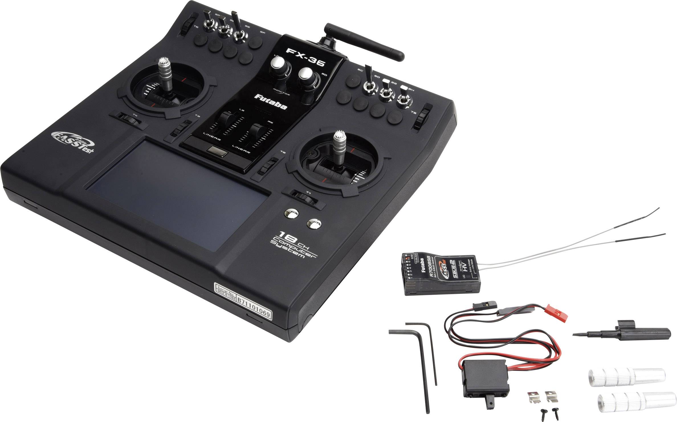 Futaba FX36 Potless Radiocommande avec pupitre 2,4 GHz Nombre de canaux: 18 avec récepteur