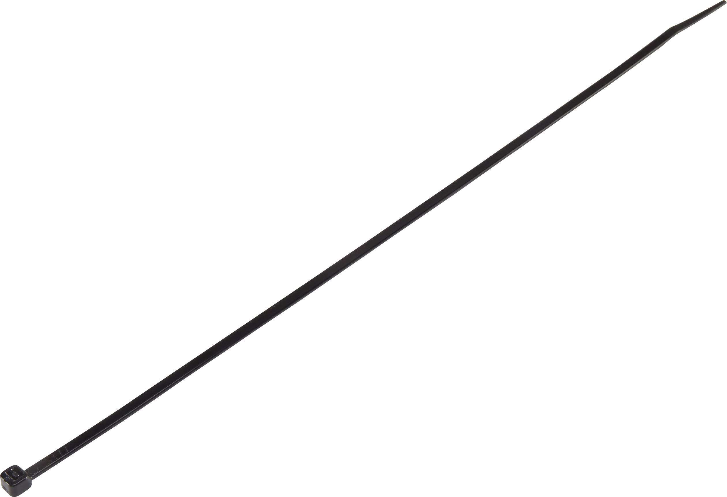 Un serre-câble noir, allongé et flexible, utilisé pour regrouper ou attacher des câbles et d'autres objets.
