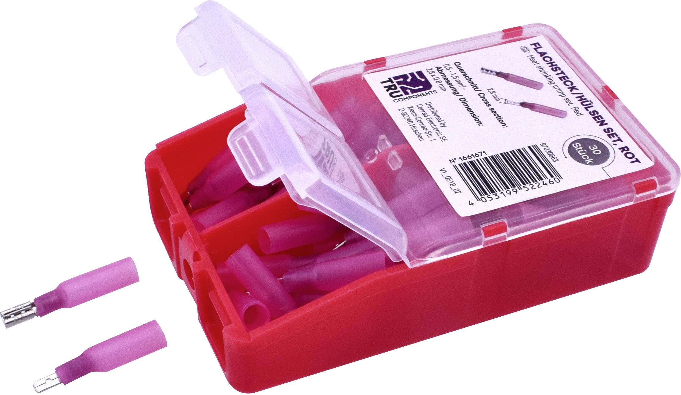 TRU COMPONENTS TC-6646684 Assortiment de cosses à sertir 0.50 mm² 1.50 mm² rouge 60 pc(s)
