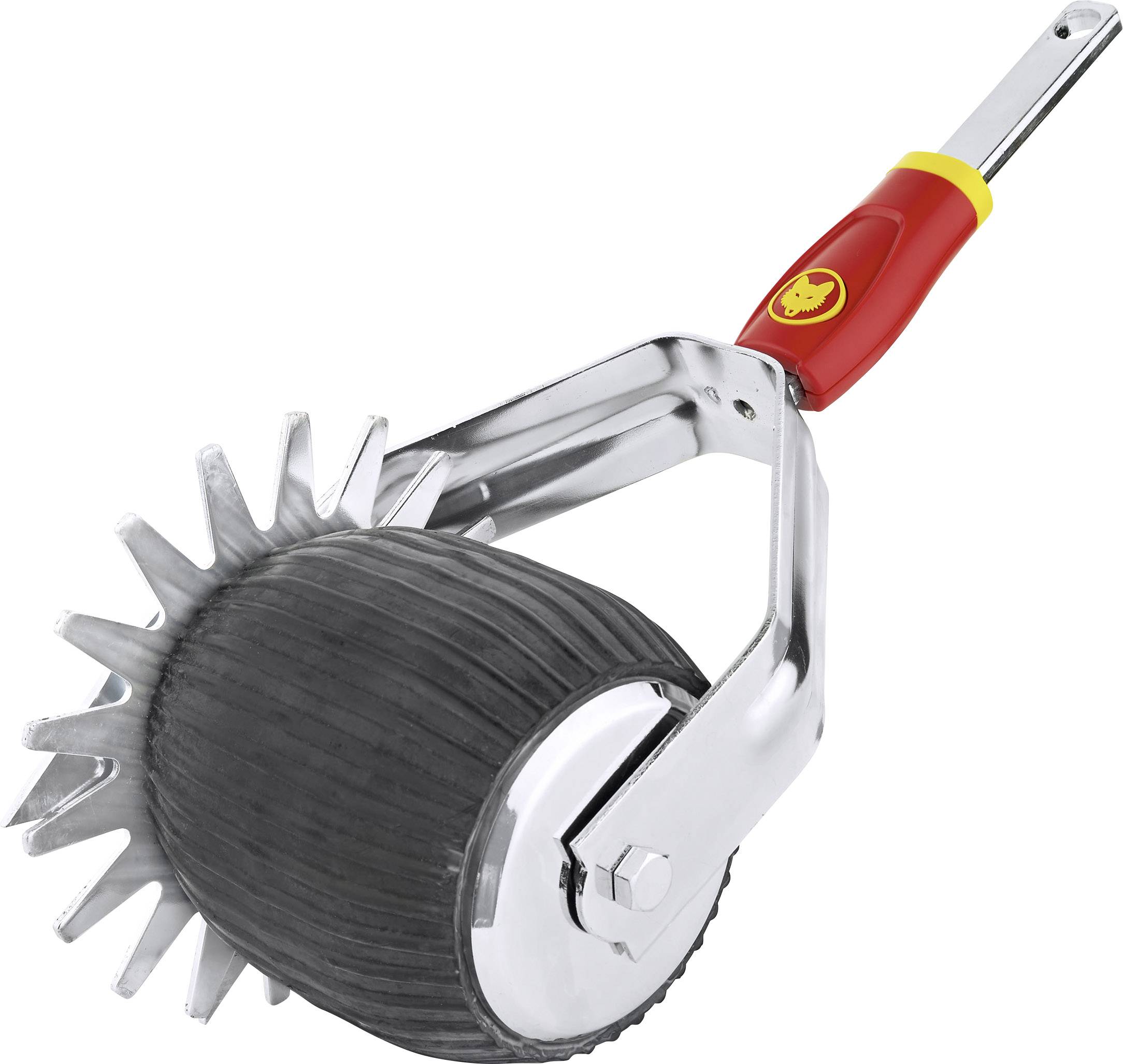 Cultivateur de jardin à dents métalliques dentelées et poignée ergonomique, adapté à l'aération du sol.