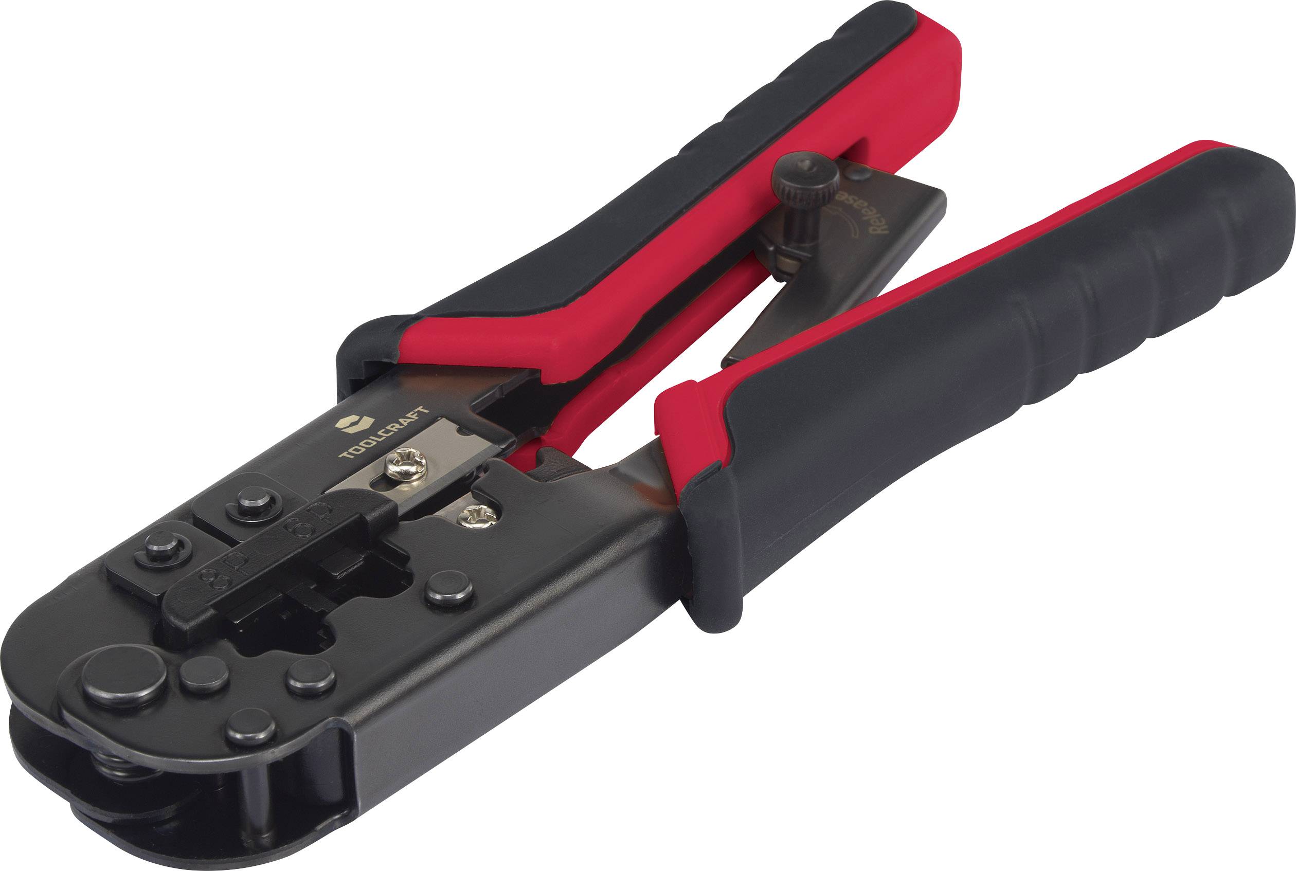 TOOLCRAFT TO-6850977 Pince à dénuder et à sertir pour connecteur modulaire (western) outil de dénudage compris RJ11, RJ12, RJ45