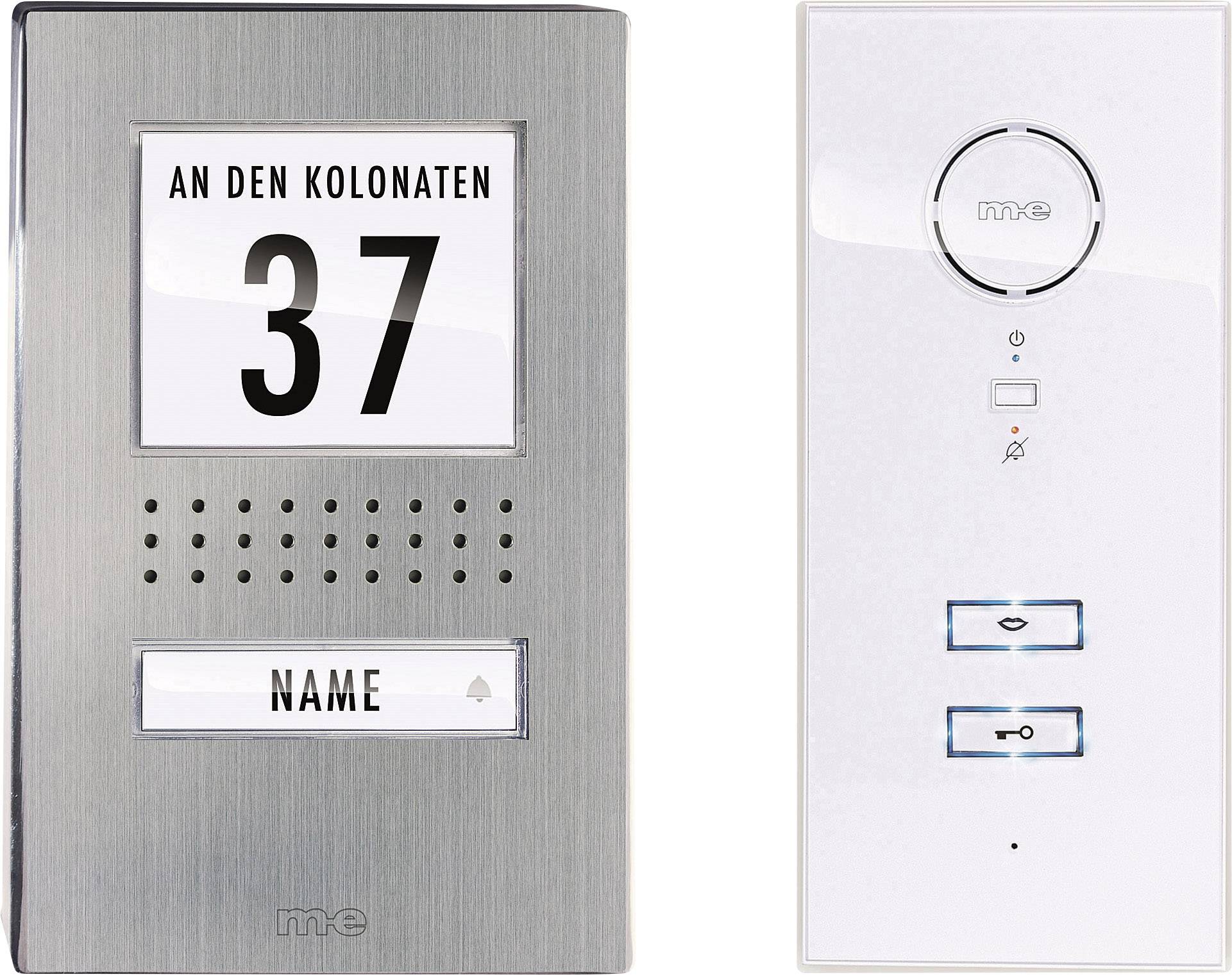 m-e modern-electronics ADV 111 WW Audio Vistadoor Interphone filaire Set complet 1 foyer acier inoxydable, blanc