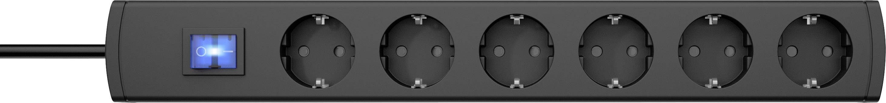 Bloc multiprise avec interrupteur Kopp 232905018 x6 anthracite contact de protection 1 pc(s)