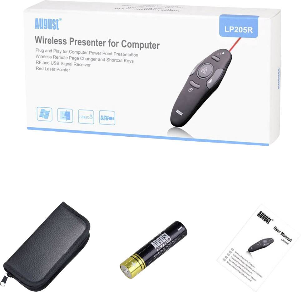 August LP205R Télécommande de présentation avec pointeur laser