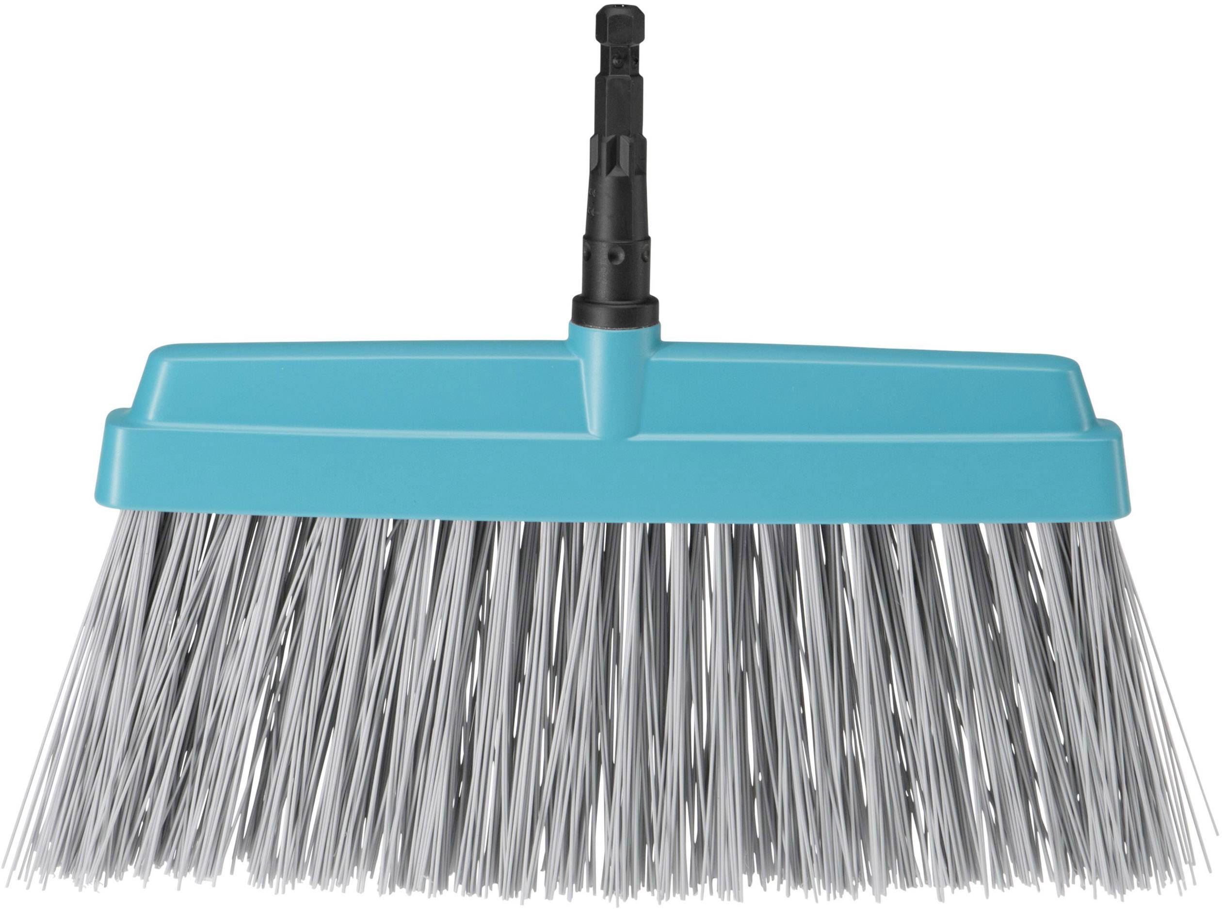 Balai avec tête turquoise et poils gris.