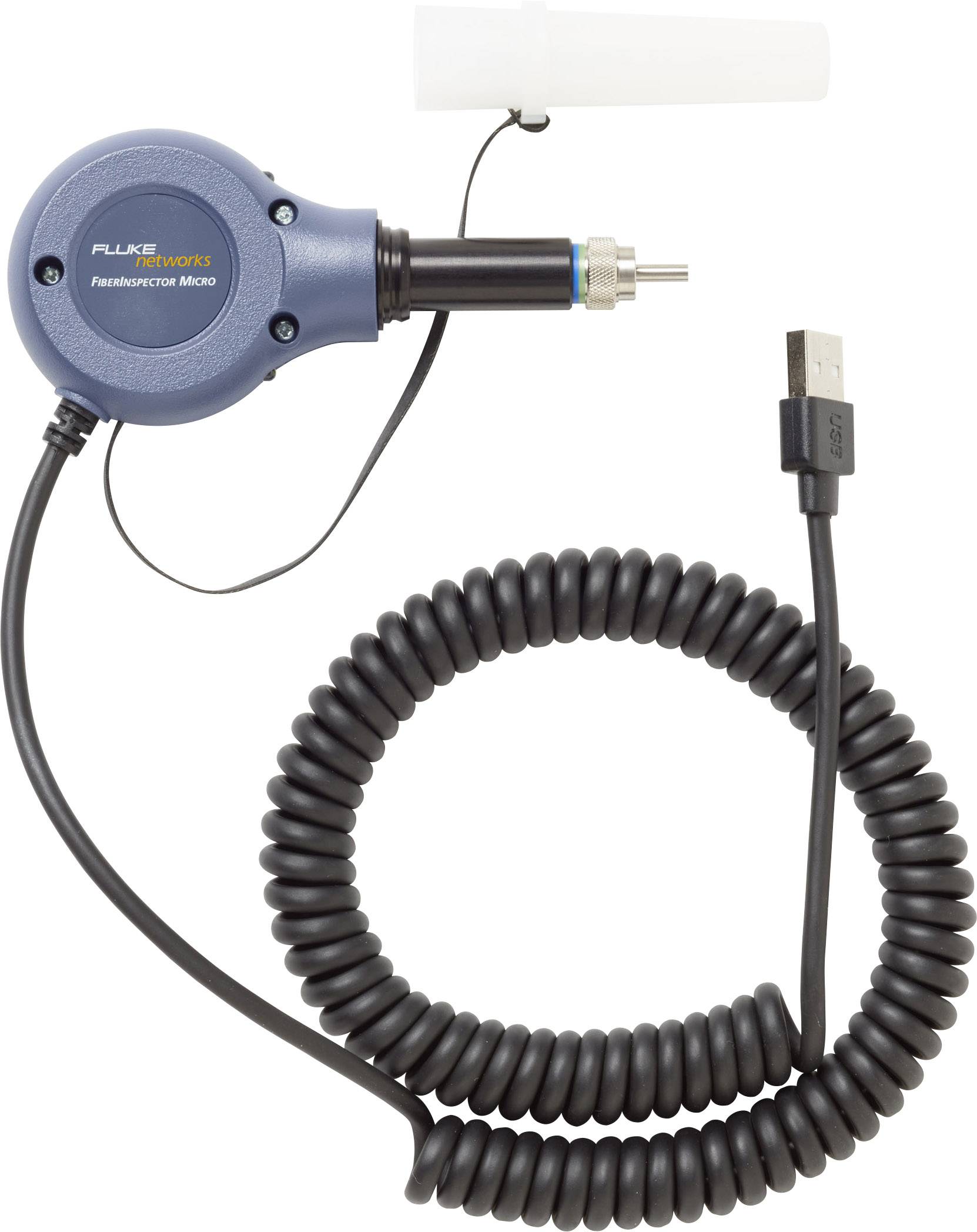 Un endoscope numérique portable avec port USB et renforcement de câble spiralé flexible, adapté aux inspections dans des zones difficiles d'accès.