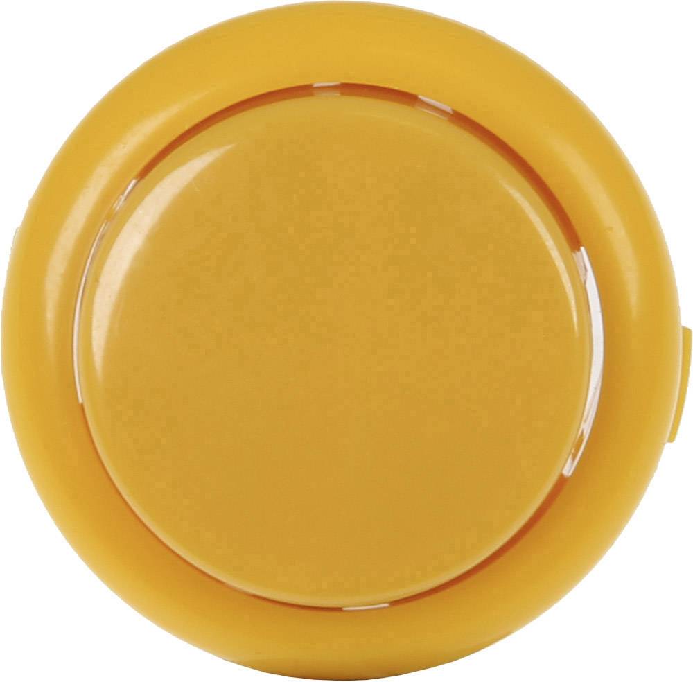 Bouton jaune sur fond blanc, probablement partie d'un jeu ou d'un appareil.