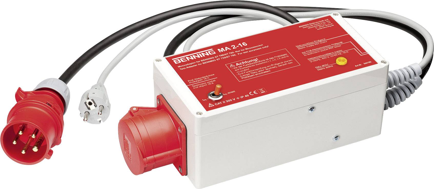 BENNING MA 2-16 Adaptateur de mesure Prise mâle + contact de protection - femelle CEE Cara rouge