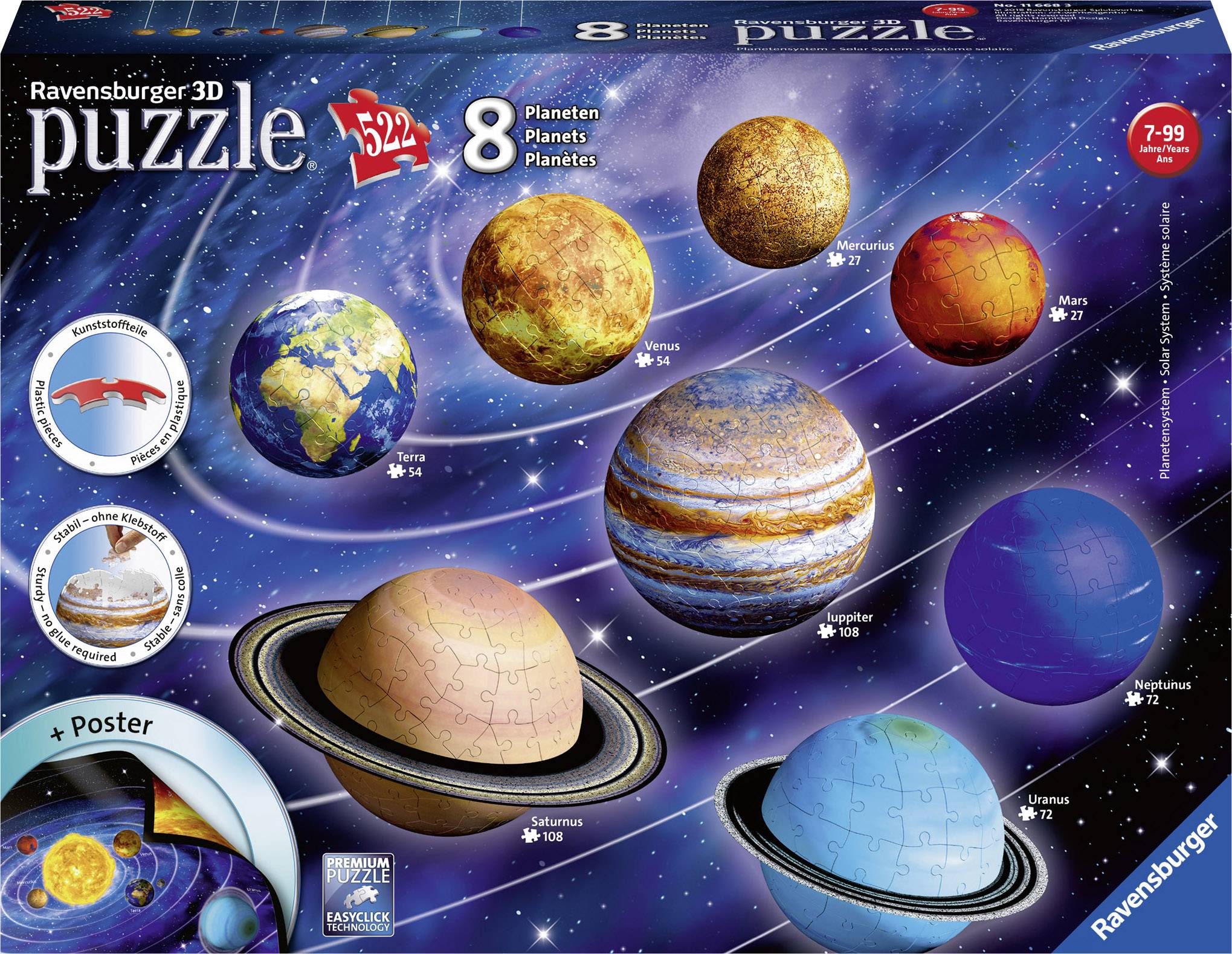 Puzzle 3D Ravensburger - système planétaire 11668 Planetensystem 3D Puzzle 1 pc(s)