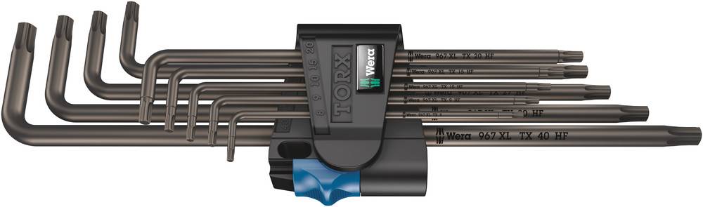 Un ensemble de clés Torx de différentes tailles, organisées dans un support noir.