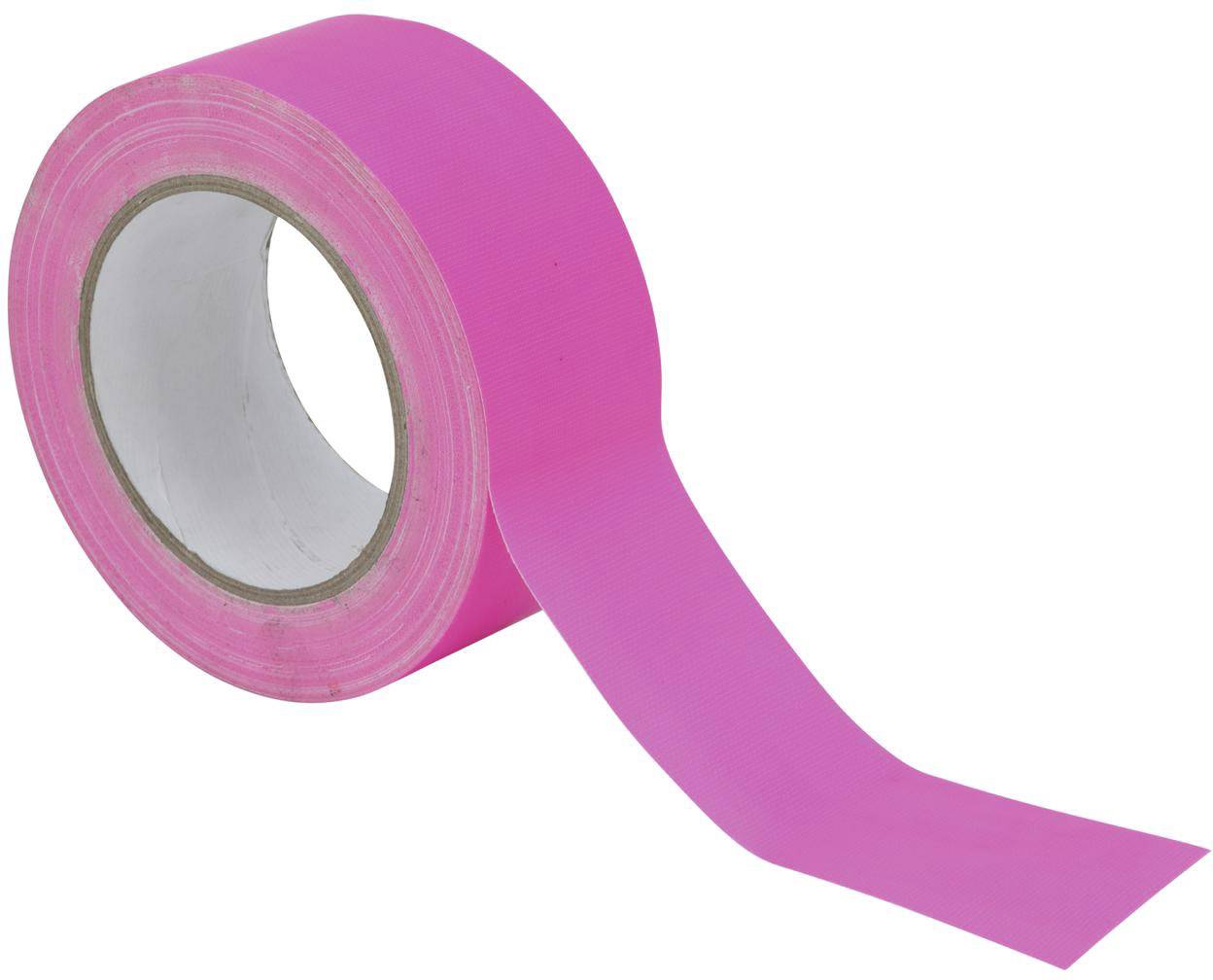 Un rouleau de ruban adhésif rose vif avec une partie déroulée.