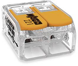 Borne de raccordement WAGO 221-612 flexible: 0.5-6 mm² rigide: 0.5-6 mm² Nombre de pôles: 2 transparent, orange