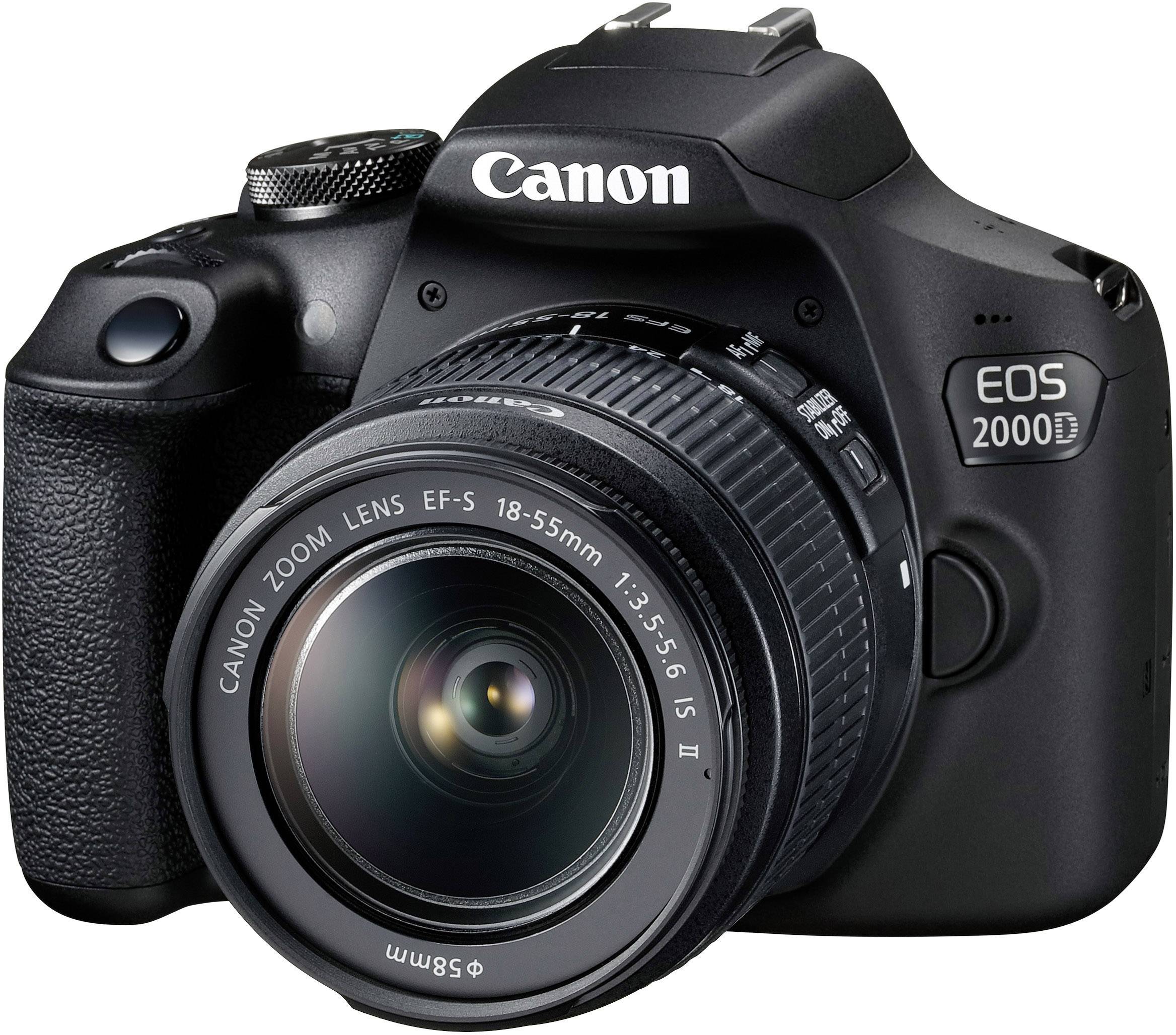 Canon EOS-2000D Appareil photo reflex numérique avec EF-S 18-55 mm IS II 24.1 Mill. pixel noir viseur optique, avec flash intégré
