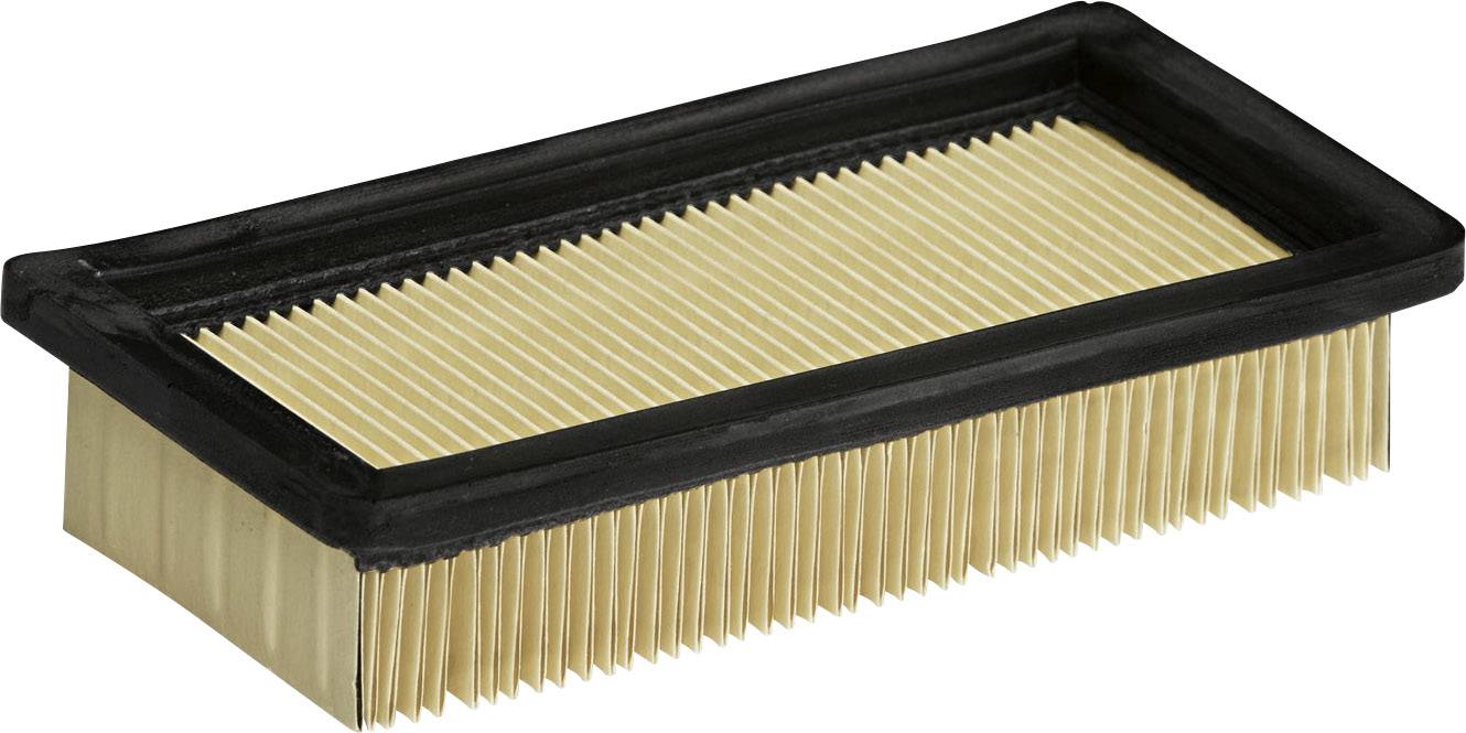 Filtre à air rectangulaire à papier ondulé et cadre noir, utilisé pour purifier l'air dans les machines ou les véhicules.